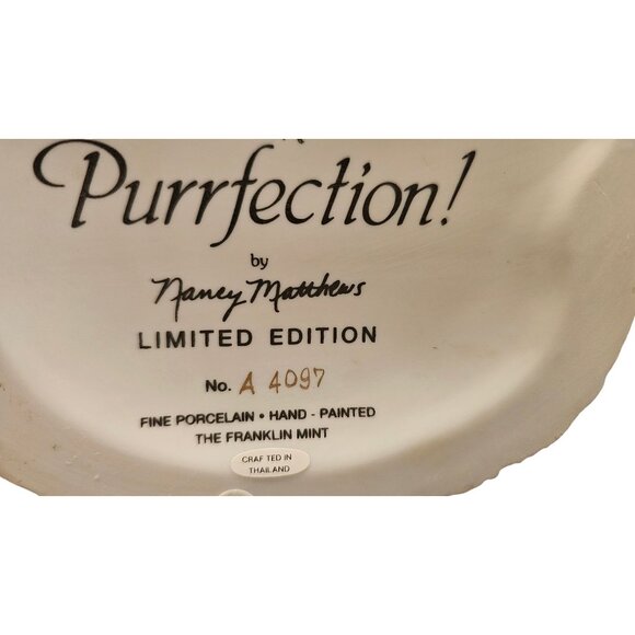 Purrfection Persian Cat Porcelain Figurine Franklin Mint By Nancy Matthews - Picture 10 of 12